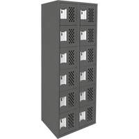 Assembled Lockerettes Clean Line Perforated Economy Lockers, 6 -tier, Bank of 2, 18" x 72" x 12", Steel Infinity Industrial Services Inc.
