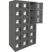 Assembled Lockerettes Clean Line Perforated Economy Lockers, 6 -tier, Bank of 3, 18" x 72" x 12", Steel Infinity Industrial Services Inc.