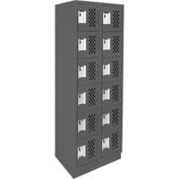 Assembled Lockerettes Clean Line Perforated Economy Lockers, 6 -tier, Bank of 2, 18" x 72" x 12", Steel Infinity Industrial Services Inc.