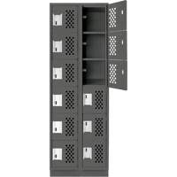Assembled Lockerettes Clean Line Perforated Economy Lockers, 6 -tier, Bank of 2, 18" x 72" x 12", Steel Infinity Industrial Services Inc.