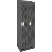 Clean Line Lockers, Bank of 2, 24" x 18" x 82", Steel, Charcoal, Rivet (Assembled), Perforated Infinity Industrial Services Inc.