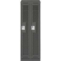 Clean Line Lockers, Bank of 2, 24" x 18" x 82", Steel, Charcoal, Rivet (Assembled), Perforated Infinity Industrial Services Inc.