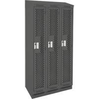 Clean Line Lockers, Bank of 3, 36" x 18" x 82", Steel, Charcoal, Rivet (Assembled), Perforated Infinity Industrial Services Inc.