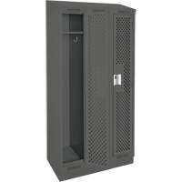 Clean Line Lockers, Bank of 3, 36" x 18" x 82", Steel, Charcoal, Rivet (Assembled), Perforated Infinity Industrial Services Inc.