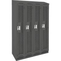 Clean Line Lockers, Bank of 4, 48" x 18" x 82", Steel, Charcoal, Rivet (Assembled), Perforated Infinity Industrial Services Inc.