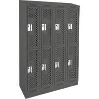 Clean Line Lockers, 2 -tier, Bank of 4, 48" x 15" x 82", Steel, Charcoal, Rivet (Assembled), Perforated Infinity Industrial Services Inc.