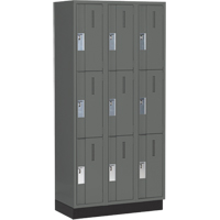 Concorde Heavy-Duty Lockers, 3 -tier, Bank of 3, 36" x 18" x 76", Steel, Charcoal, Welded (Assembled) Infinity Industrial Services Inc.