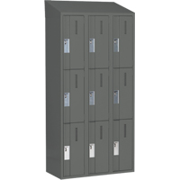 Concorde Heavy-Duty Lockers, 3 -tier, Bank of 3, 36" x 18" x 78", Steel, Charcoal, Welded (Assembled) Infinity Industrial Services Inc.