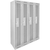 Clean Line Lockers, Bank of 4, 48" x 15" x 72", Steel, Grey, Rivet (Assembled), Perforated Infinity Industrial Services Inc.