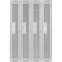 Clean Line Lockers, Bank of 4, 48" x 15" x 72", Steel, Grey, Rivet (Assembled), Perforated Infinity Industrial Services Inc.