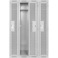 Clean Line Lockers, Bank of 4, 48" x 15" x 72", Steel, Grey, Rivet (Assembled), Perforated Infinity Industrial Services Inc.