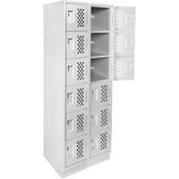 Assembled Lockerettes Clean Line Perforated Economy Lockers, 6 -tier, Bank of 2, 18" x 72" x 12", Steel Infinity Industrial Services Inc.