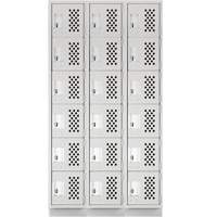 Assembled Lockerettes Clean Line Perforated Economy Lockers, 6 -tier, Bank of 3, 18" x 72" x 12", Steel Infinity Industrial Services Inc.