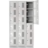 Assembled Lockerettes Clean Line Perforated Economy Lockers, 6 -tier, Bank of 3, 18" x 72" x 12", Steel Infinity Industrial Services Inc.