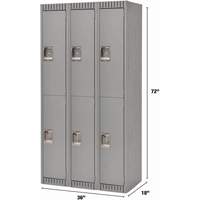 Casiers, 2 niveaux, Bloc de 3, 36" x 18" x 72", Acier, Gris, D&eacute;mont&eacute; Infinity Industrial Services Inc.
