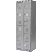 Lockers, 6 -tier, Bank of 2, 24" x 18" x 72", Steel, Grey, Knocked Down Infinity Industrial Services Inc.