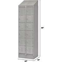 Lockers, 6 -tier, Bank of 2, 24" x 18" x 86", Steel, Grey, Knocked Down Infinity Industrial Services Inc.