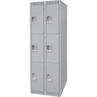 Lockers, 3 -tier, Bank of 2, 24" x 18" x 72", Steel, Grey, Knocked Down Infinity Industrial Services Inc.