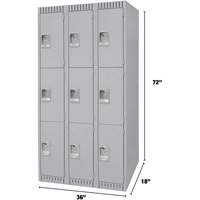 Casiers, 3 niveaux, Bloc de 3, 36" x 18" x 72", Acier, Gris, D&eacute;mont&eacute; Infinity Industrial Services Inc.