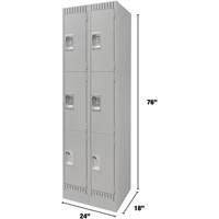 Casiers, 3 niveaux, Bloc de 2, 24" x 18" x 76", Acier, Gris, D&eacute;mont&eacute; Infinity Industrial Services Inc.