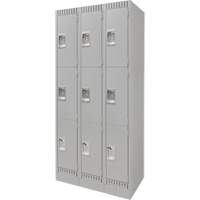 Lockers, 3 -tier, Bank of 3, 36" x 18" x 76", Steel, Grey, Knocked Down Infinity Industrial Services Inc.