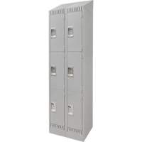 Lockers, 3 -tier, Bank of 2, 24" x 18" x 86", Steel, Grey, Knocked Down Infinity Industrial Services Inc.