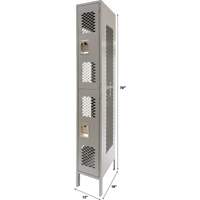 Vented Lockers, 2 -tier, 12" x 18" x 78", Steel, Grey, Knocked Down, Perforated Infinity Industrial Services Inc.