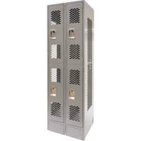 Casiers ventil&eacute;s, 2 niveaux, Bloc de 2, 24" x 18" x 78", Acier, Gris, D&eacute;mont&eacute;, Perfor&eacute; Infinity Industrial Services Inc.