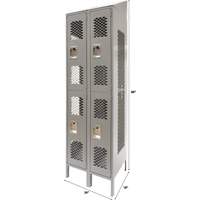 Casiers ventil&eacute;s, 2 niveaux, Bloc de 2, 24" x 18" x 88", Acier, Gris, D&eacute;mont&eacute;, Perfor&eacute; Infinity Industrial Services Inc.