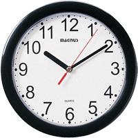 Round Clock, Analog, Battery Operated, 8" dia., Black Infinity Industrial Services Inc.