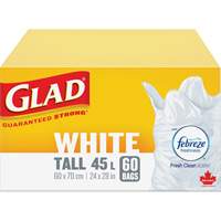 Sacs &agrave; ordures hauts 45 L avec Febreze, R&eacute;gulier, 24" la x 28" lo, Blanc Infinity Industrial Services Inc.