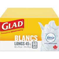 Sacs &agrave; ordures hauts 45 L avec Febreze, R&eacute;gulier, 24" la x 28" lo, Blanc Infinity Industrial Services Inc.