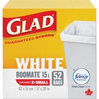 X-Small 15L Roommate Febreze Garbage Bags, Regular, 17" W x 20" L, White Infinity Industrial Services Inc.