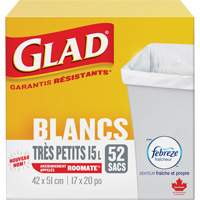 X-Small 15L Roommate Febreze Garbage Bags, Regular, 17" W x 20" L, White Infinity Industrial Services Inc.