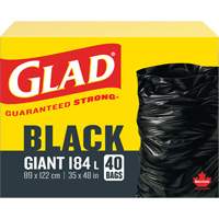 184L Garbage Bags, Regular, 35" W x 48" L, Black Infinity Industrial Services Inc.