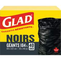 184L Garbage Bags, Regular, 35" W x 48" L, Black Infinity Industrial Services Inc.