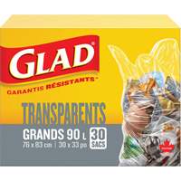 90L Garbage Bags, Regular, 30" W x 33" L, Clear Infinity Industrial Services Inc.