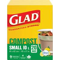 Small Compostable Bags, Regular, 17" L x 16" W, Brown, 10 L (3 Gal.) Capacity Infinity Industrial Services Inc.