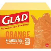 135L Garbage Bags, Regular, 31" W x 42" L, Orange Infinity Industrial Services Inc.