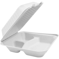 Contenants &agrave; charni&egrave;re pour nourriture compostable avec compartiments, Bagasse, Carr&eacute;e Infinity Industrial Services Inc.