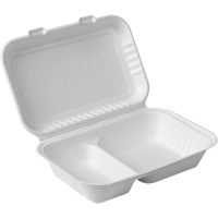 Contenants &agrave; charni&egrave;re pour nourriture compostable avec compartiments, Bagasse, Rectangulaire Infinity Industrial Services Inc.