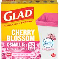 Glad&reg; Cherry Blossom Coloured & Scented Bags, Strong, 17" W x 20" L, Pink, 15 L (3.96 Gal.) Capacity Infinity Industrial Services Inc.