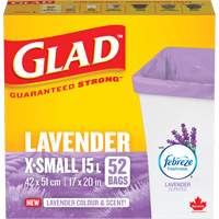 Glad&reg; Lavender Coloured & Scented Bags, Strong, 17" W x 20" L, Purple, 15 L (3.96 Gal.) Capacity Infinity Industrial Services Inc.