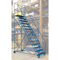 Escabeau roulant certifi&eacute; par la CSA avec pied verrouillable, 14 marches, Largeur de la marche 30", Hauteur de la plateforme 128", Acier Infinity Industrial Services Inc.
