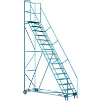 Escabeau roulant certifi&eacute; par la CSA avec pied verrouillable, 16 marches, Largeur de la marche 30", Hauteur de la plateforme 144", Acier Infinity Industrial Services Inc.