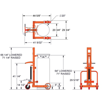 Hydraulic Large Liquid Gas Cylinder Cart HLCC, Polyurethane Wheels, 20" W x 20" D Base, 1000 lbs. Infinity Industrial Services Inc.