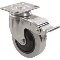 2309 Caster with Double Locking Brake, Swivel with Brake, 4" (101.6 mm), Envirothane Grey, 350 lbs. (158.8 kg.) Infinity Industrial Services Inc.