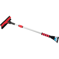 Snow Brush With Pivot Head, Telescopic, Rubber Squeegee Blade, 52" Long, Black/Red Infinity Industrial Services Inc.