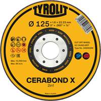 Meule &agrave; tronçonner pour acier et acier inoxydable CERABOND X, 4-1/2" x 0,45", Arbre de 7/8", Type 1, C&eacute;ramique, 12250 Tr/min Infinity Industrial Services Inc.