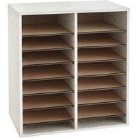 Adjustable Compartment Literature Organizer, Stationary, 16 Slots, Wood, 19-1/2" W x 11-3/4" D x 21" H Infinity Industrial Services Inc.